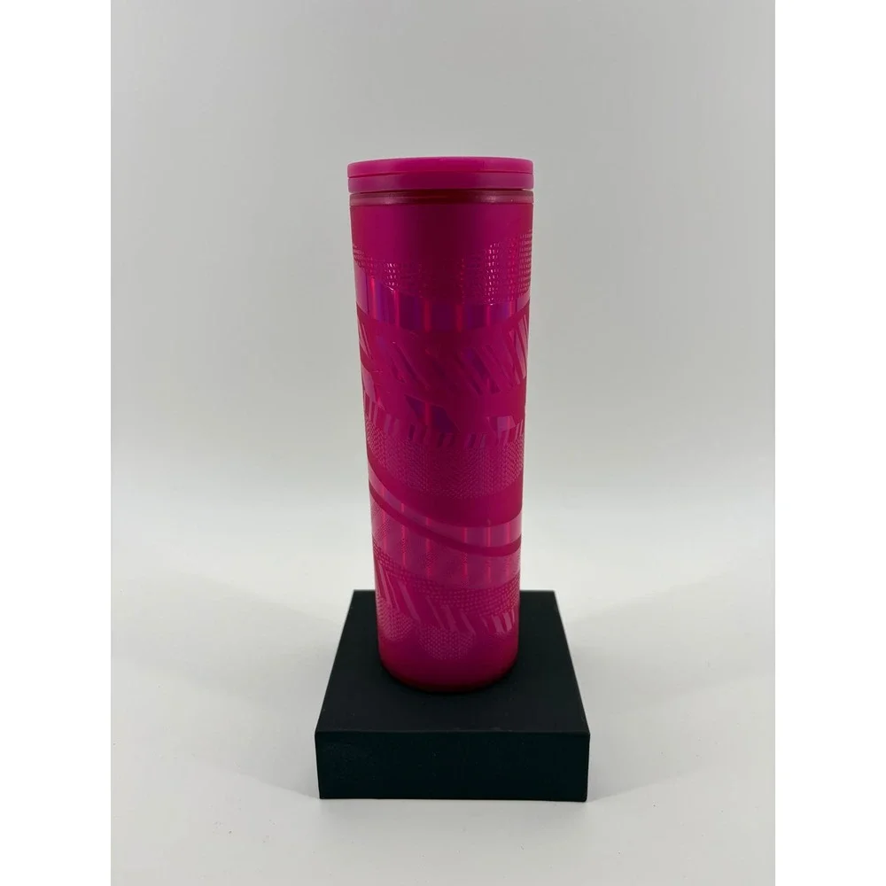 Starbucks‎ Travel Tumbler Unisex 16oz Hot Pink Geometric Textured Reusable Mug